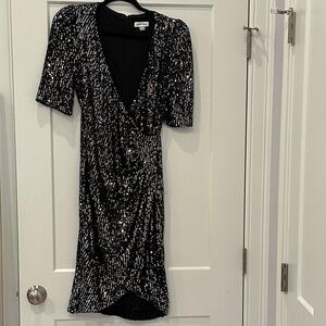 Calvin Klein Black and Silver Sequin Mini Dress